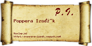 Poppera Izsák névjegykártya